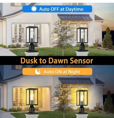 Dusk to Dawn Outdoor Post Lights with Pier Mount Base, 2-Pack, View more