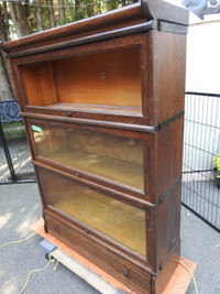 antique 3 glass level barrister bookcase restored professionally
