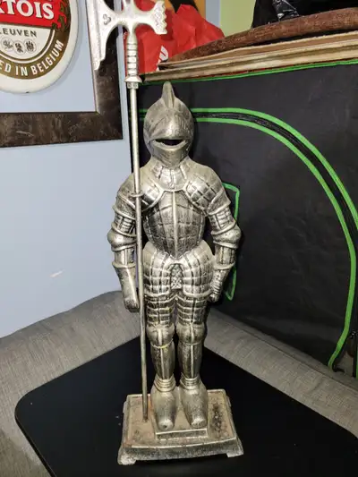 Vintage Antique Cast Iron Knight Fireplace tool holder Fire wood, View more