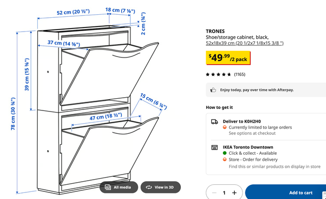 IKEA Shoe/storage cabinet, black x3 in Bookcases & Shelving Units in Napanee - Image 5