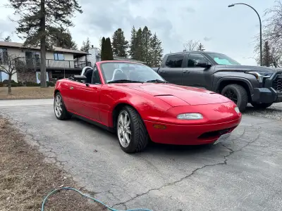 Very low kilometre 1990 Mazda Miata - 114,500 kms. No rust or mechanical issues. Soft top in good sh...