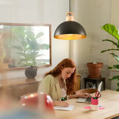 SESIMENT Black Farmhouse Pendant Light - Industrial Style, Metal, View more
