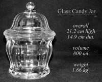 Clear Glass “Candy Jar”  with lid, excellent condition 21x15 cm