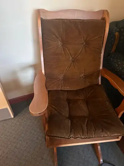 Wooden rocking/ glide chair. Free
