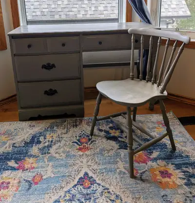 grey 30inx48in desk with chair price is negotiable, View more