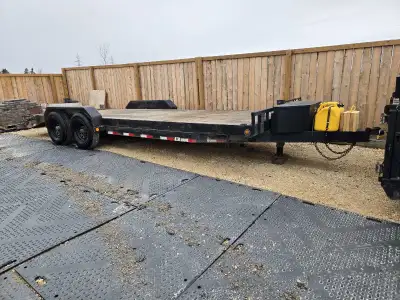 2023 22' PJ flatdeck trailer 14,000lb dual axle, monster ramps custom toolbox, custom added D ring l...