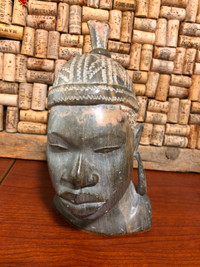 1970 Vintage Carved Stone Head. Victoria Falls. Marked "W. A.