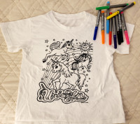 Super fun t-shirt drawing activity for kids 7-8 y.o.