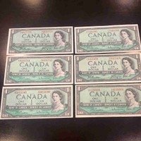 Canadian bills 1954 one dollar 