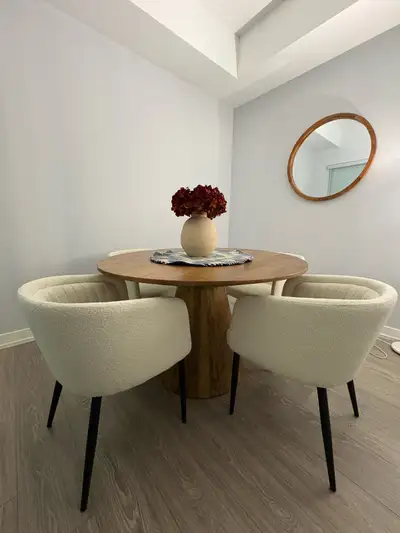 Round Wood Dining Table with 4 Chairs, View more