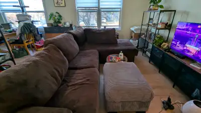 Dark brown sectional couch, View more