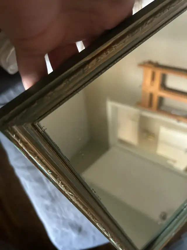Vintage Wooden Mirror - Green/Gold - 34 x 62 x 2 cm in Home Décor & Accents in Red Deer - Image 4