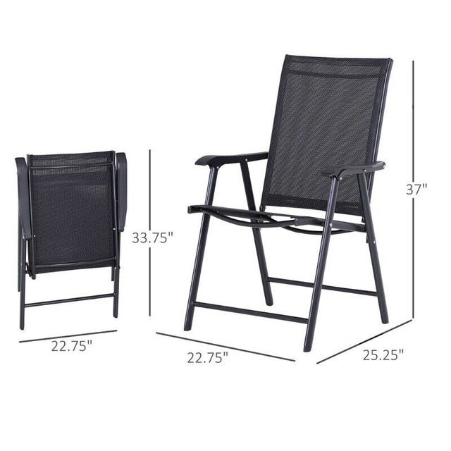 Set of 2 Foldable Texteline Garden Chairs Steel Frame Outdoor  in Patio & Garden Furniture in Oshawa / Durham Region - Image 3