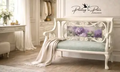 Beautiful antique settee professionally refinished and artist restored. The hand carved frame has be...