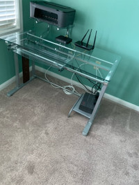 Home Office Chrome, Glass Desk and Chair