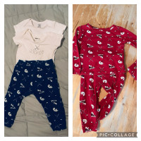 Hockey Fan PJ’s and Diaper Shirt Lot  (range 6-18 months) 