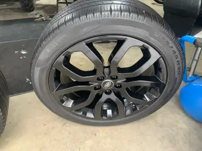 4- Black Range Rover rims good condition and 4- All season Pirelli P7 As +3 tires , no longer have c...