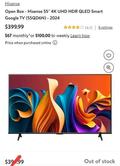 2024 QLED TV SALE.Hisense 55" 4K UHD HDR QLED Smart Google TV, View more