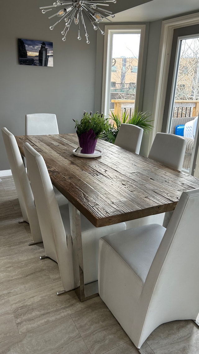 Solid FIR Rustic Barnwood table and 6 chairs Dining Tables & Sets