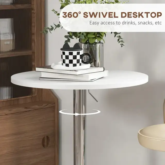 Adjustable High Top Bar Table,  Round Kitchen Table with Swivel  in Dining Tables & Sets in Markham / York Region - Image 4