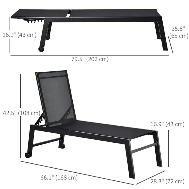 Outdoor Lounge Chair, Patio Lounger with 5-Position Reclining Ba in Patio & Garden Furniture in Markham / York Region - Image 4