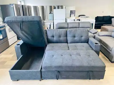 MUST GO ASAP!! 3 seater couch , Reversible Pullout Sofa Bed!, View more