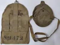 OLD MILITARY- 2 x WW2 CANADIAN POUCHES and 2 x RUSSIAN MESS TINS