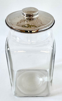 Antiquité Collection Pot en verre & chrome Forme carrée