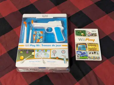 WiiPlay Kit & Game Kit includes gun, fishing rod, pool cue, skins for wiimote and nunchuk. If you ne...