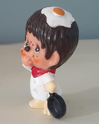 Vintage 1979 MONCHICHI PVC Figurine CHEF COOK Frying Pan Egg