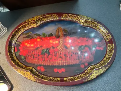 Vintage Ian Logan Metal Tray painting by Mimi Rober Made in UK , View more