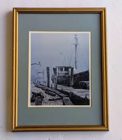Robert Bateman Vintage Print, Boats at Dock, View more