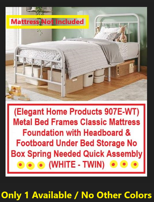 (NEW) TWIN Metal Bed Frame with Headboard & Footboard WHITE in Beds & Mattresses in City of Toronto - Image 2