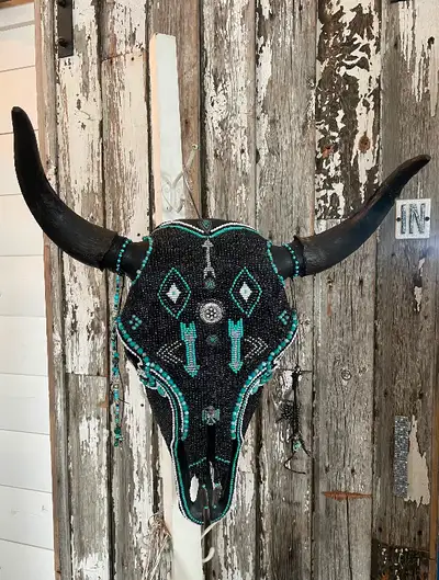 Beaded Bison Buffalo Skull and Horns-Hand Done-Original Design-, View more