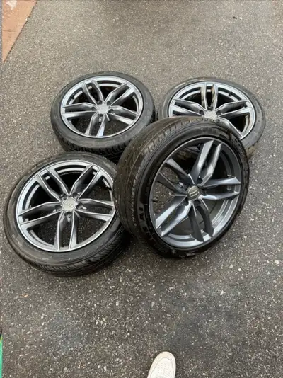 18 Inch Audi rims S line rims Audi wheels • Gloss dark grey, Set of 4 • 5x112 Bolt Pattern • TPMS Se...