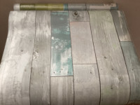 6 rolls of wallpaper, wood plank pattern 56 sqft/roll,  20.5” wi