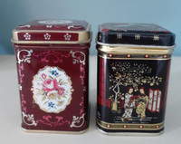 Vintage floral and Japanese design small metal storage tins