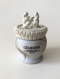 Vintage Max Factor GEMINESSE empty Cosmetic milk glass jar 80s