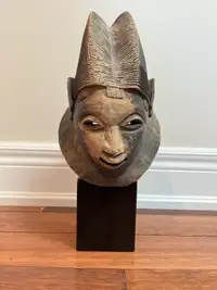 Old African Tribal Mask Carving and Base
