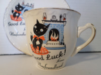 1950's Tea Cup & Saucer With Black Cat _VIEW OTHER ADS_