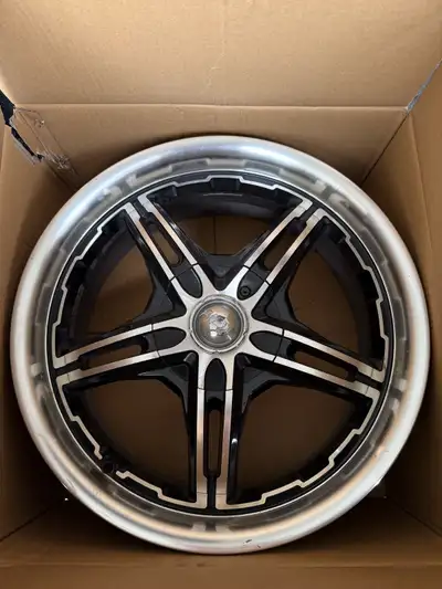 Black wheels with machine faced lip 18x7.5 All 4 in good condition Bolt pattern of 5x114.3mm (5x4.5...