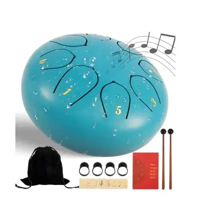 Steel Tongue Drum 6” 8 Note Hand Pan Tank Drum Meditation Kit, View more