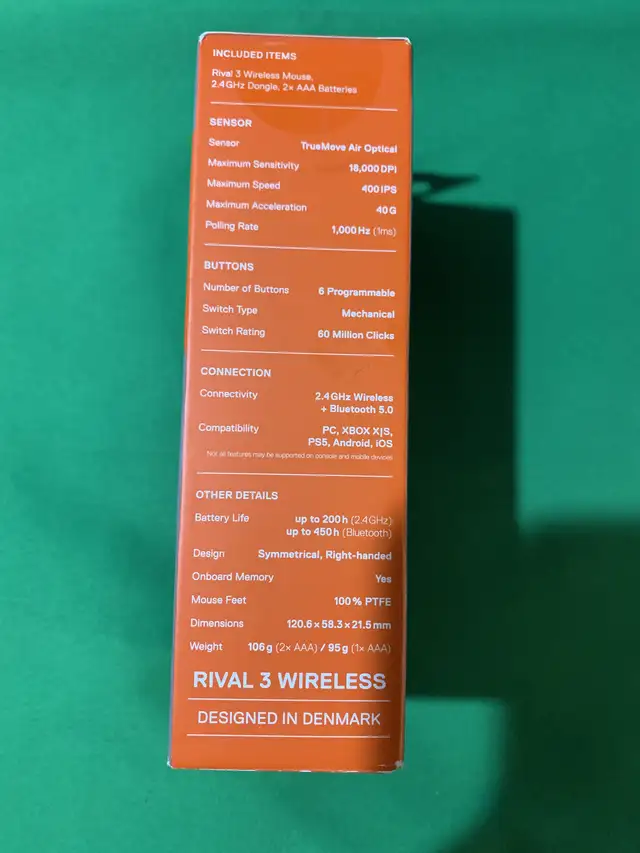 Wireless Mouse (2.4GHz + Bluetooth, Rival 3, Steelseries)497224292416901127