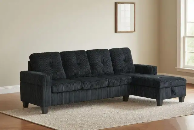 Free Delivery Pull Out Sofa Bed Sectional Reversible Chaise Sale in Couches & Futons in Kingston - Image 6