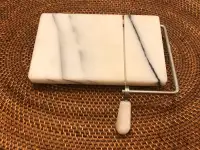 Vintage Marble Cheese Board With Wire Cutter