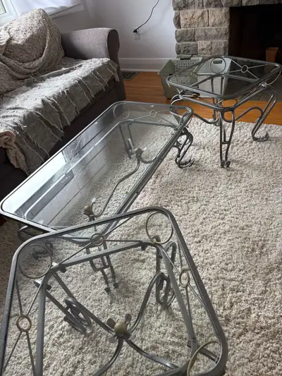 Glass Coffee Table and 2 End Tables, View more