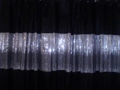 BLACK GLITTER DESIGNER SHOWER CURTAIN, View more