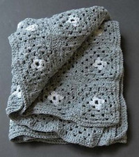 New pewter & platinum 28 x 50-inch hand-crocheted afghan throw