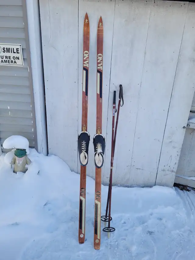 Wooden Cross Country Skis boots and poles Jano in Ski in Owen Sound - Image 2