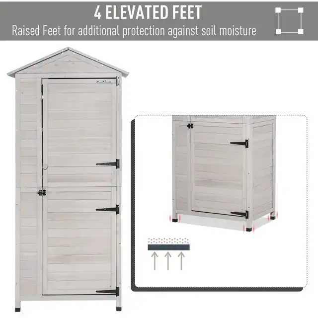 Outsunny Wooden Outdoor Storage Shed with Shelves in Outdoor Tools & Storage in Oshawa / Durham Region - Image 8